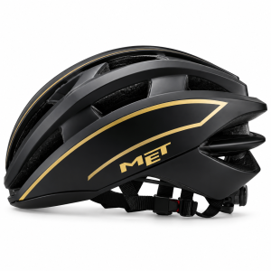 Kask Rowerowy Szosowy MET Aerodynamiczny Lekki Czarny Złoty Premium