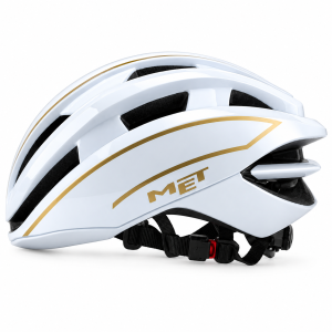 Kask Rowerowy Szosowy MET Aerodynamiczny Lekki Biały Złoty Premium