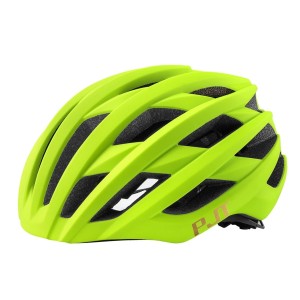 Kask Rowerowy Szosowy PJT Lekki Wentylacyjny Fluo Żółty Neon Złote Logo