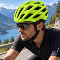 Kask Rowerowy Szosowy PJT Lekki Wentylacyjny Fluo Żółty Neon Złote Logo