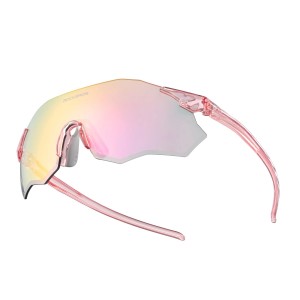 Okulary Sportowe na Rower RockBros Ultralekkie Różowe Lustrzane UV400