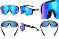 Okulary Sportowe na Rower Bucklos Lustrzane Niebieskie UV400 Szosowe