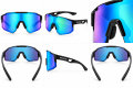 Okulary Sportowe na Rower Bucklos Lustrzane Zielono Niebieskie UV400 Szosowe