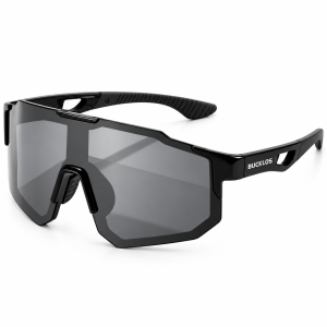 Okulary Sportowe na Rower Bucklos Lustrzane Czarne UV400 Szosowe
