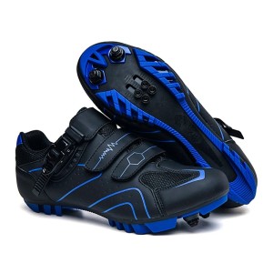 Buty Rowerowe SPD MTB Klamra Zatrzaskowe Gravel Czarno Niebieskie