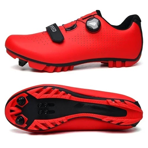 Buty Rowerowe SPD MTB Pokrętło Zapięcie Żyłkowe Gravel Czerwony