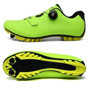 Buty Rowerowe SPD MTB Pokrętło Zapięcie Żyłkowe Gravel Zielony Fluo