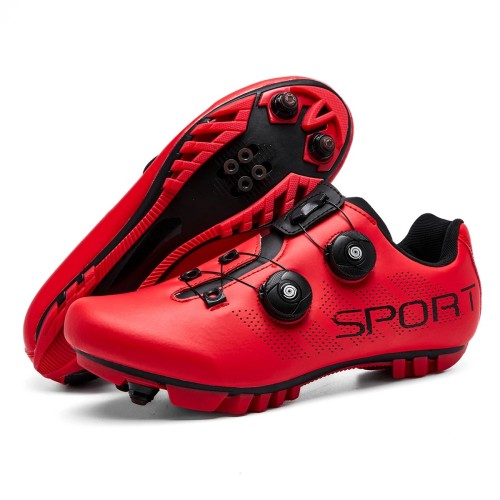 Buty Rowerowe MTB SPD z Pokrętłami Czerwone Buty Kolarskie na Rower Górski
