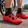 Buty Rowerowe MTB SPD z Pokrętłami Czerwone Buty Kolarskie na Rower Górski