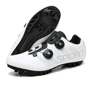 Buty Rowerowe MTB SPD z Pokrętłami Białe Buty Kolarskie na Rower Górski