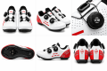 Buty Rowerowe Szosowe SPD-SL Look Podwójne Pokrętło Żyłka Biało Czerwone