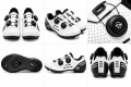 Buty Rowerowe Szosowe SPD-SL Look Podwójne Pokrętło Żyłka Biało Czarne