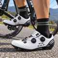 Buty Rowerowe Szosowe SPD-SL Look Podwójne Pokrętło Żyłka Biało Czarne