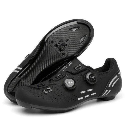 Buty Rowerowe Szosowe SPD-SL Look Podwójne Pokrętło Żyłka Czarne