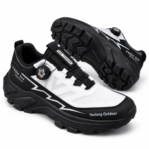 Buty Męskie Trekkingowe Outdoor Pokrętło Oddychające Biało Czarne