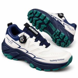 Buty Męskie Trekkingowe Outdoor Pokrętło Oddychające Biało Granatowe
