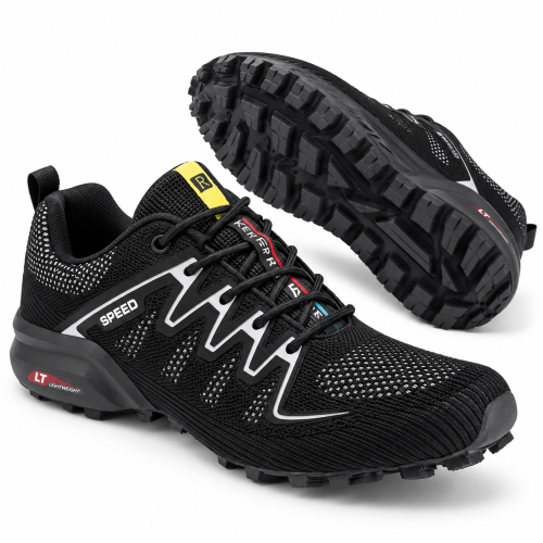 Buty Do Biegania W Terenie Trail Męskie Bieżnik Siatka Czarno Białe