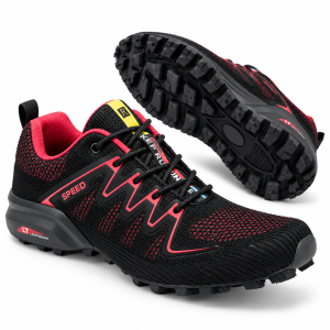 Buty Do Biegania W Terenie Trail Męskie Bieżnik Siatka Czarno Czerwone