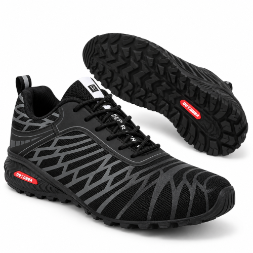 Buty Sportowe Terenowe Męskie Trail Lekkie Oddychające Czarne