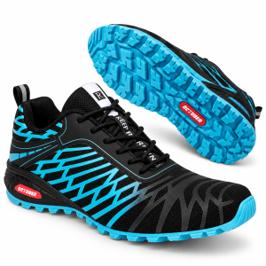 Buty Sportowe Terenowe Męskie Trail Lekkie Oddychające Czarne Turkusowe