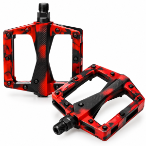Pedały Platformowe na Rower MTB BMX Nylonowe Czarno Czerwone Camo