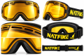 Gogle Narciarskie Snowboardowe NATFIRE Żółte na Mgłę S1 VLT 51% Rozjaśnienie