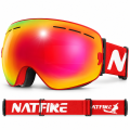 Gogle Narciarskie Snowboardowe NATFIRE Czerwone na Mgłę S1 VLT 26.9% Rozjaśnienie