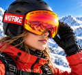Gogle Narciarskie Snowboardowe NATFIRE Czerwone na Mgłę S1 VLT 26.9% Rozjaśnienie