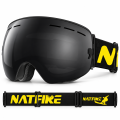 Gogle Narciarskie Snowboardowe NATFIRE Czarne na Mgłę S1 VLT 17% Rozjaśnienie
