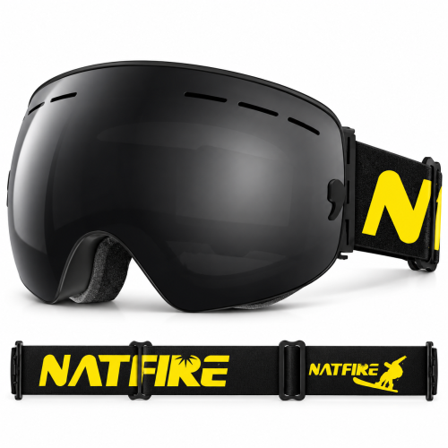 Gogle Narciarskie Snowboardowe NATFIRE Czarne na Mgłę S1 VLT 17% Rozjaśnienie