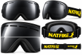 Gogle Narciarskie Snowboardowe NATFIRE Czarne na Mgłę S1 VLT 17% Rozjaśnienie