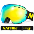 Gogle Narciarskie Snowboardowe NATFIRE Złote na Mgłę S1 VLT 20.3% Rozjaśnienie