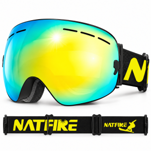 Gogle Narciarskie Snowboardowe NATFIRE Złote na Mgłę S1 VLT 20.3% Rozjaśnienie