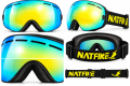 Gogle Narciarskie Snowboardowe NATFIRE Złote na Mgłę S1 VLT 20.3% Rozjaśnienie