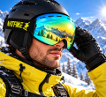 Gogle Narciarskie Snowboardowe NATFIRE Złote na Mgłę S1 VLT 20.3% Rozjaśnienie