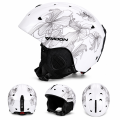 Kask Narciarski Snowboardowy MOON Damski z Goglami i Maska Biały Kwiaty