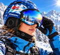 Kask Narciarski Snowboardowy MOON Dziecięcy Niebieski Mikołaj + Gratisy