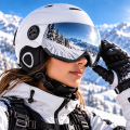 Kask Narciarski ze Zintegrowana Szyba Visor Biały Lustrzany