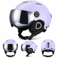 Kask Narciarski ze Zintegrowana Szyba Visor Fioletowy Lawendowy Lustrzany