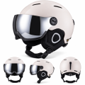 Kask Narciarski ze Zintegrowana Szyba Visor Beżowy Lustrzany