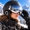 Kask Narciarski ze Zintegrowana Szyba Visor Czarny Lustrzany