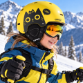 Kask Narciarski Snowboardowy Dziecięcy COPOZZ Kot Żółty z Daszkiem