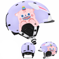 Kask Narciarski Snowboardowy Dziecięcy COPOZZ Fioletowy Potworek z Daszkiem