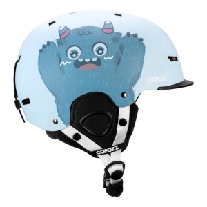 Kask Narciarski Snowboardowy Dziecięcy COPOZZ Niebieski Potworek z Daszkiem