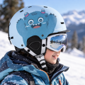 Kask Narciarski Snowboardowy Dziecięcy COPOZZ Niebieski Potworek z Daszkiem