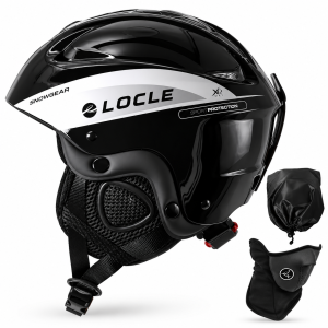 Kask Narciarski Snowboardowy LOCLE Czarny Srebrny + Maska Pokrowiec Gratis