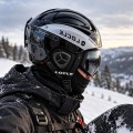Kask Narciarski Snowboardowy LOCLE Czarny Srebrny + Maska Pokrowiec Gratis