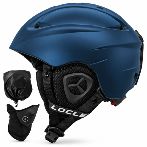 Kask Narciarski Snowboardowy LOCLE Niebieski Mat + Maska Pokrowiec Gratis