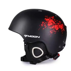 Kask Narciarski MOON Czarny Matowy Czerwony Splatter Graficzny