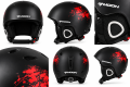 Kask Narciarski MOON Czarny Matowy Czerwony Splatter Graficzny